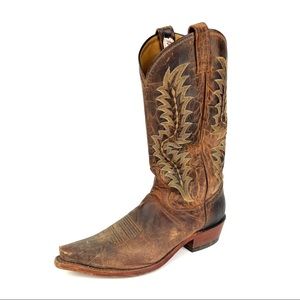 Tony Lama Llano 6979 Mens 10 D Brown Leather Snip Toe Western Cowboy Boots